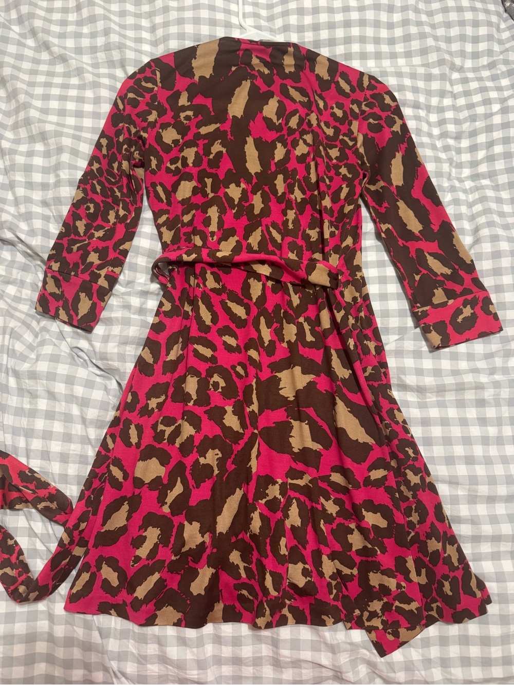 Diane Von Furstenberg Pink and Brown Leopard Print Women’s Dress